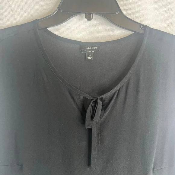 Talbot's Black Sleeveless 100% Washable Silk Blouse Women's Size 12 - Picture 3 of 6